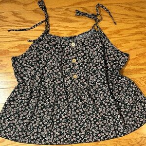Floral Button-Down Sleeveless Top